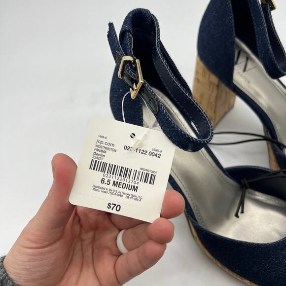 Worthington Womens Panama Block Heel Pumps Denim Size 6.5M - Picture 4 of 7